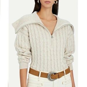 Frame Half Zip Cable Knit Sweater Off White size Small